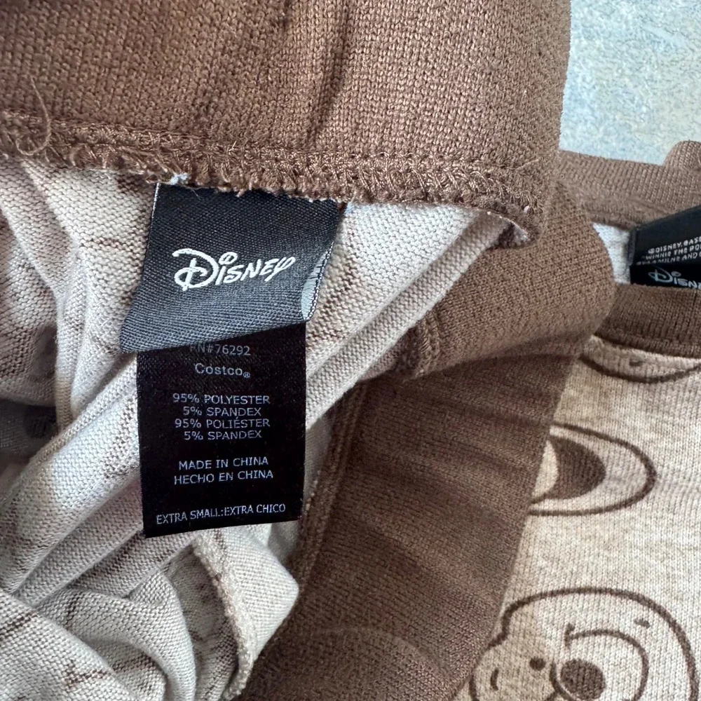 Disney Winnie the Pooh Pajama Set Women's‎ XS Tan Stretchy Jogger PJs
